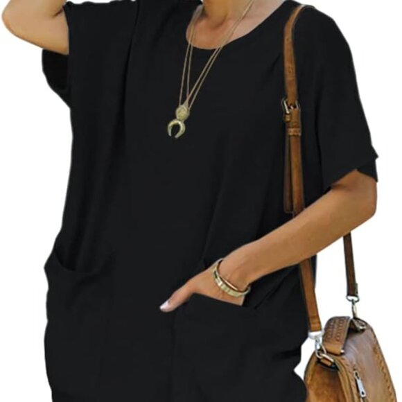 Women’s Casual T Shirt Dress with Pockets Summer Short Sleeve Loose Fit - Picture 1 of 4